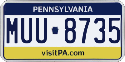PA license plate MUU8735