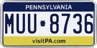 PA license plate MUU8736