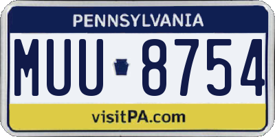 PA license plate MUU8754