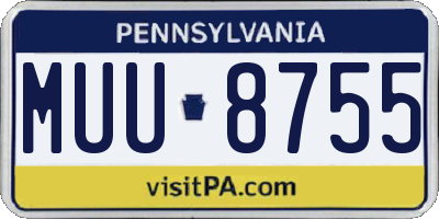 PA license plate MUU8755