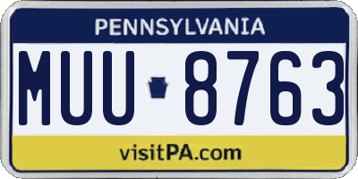 PA license plate MUU8763