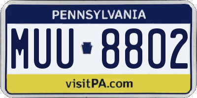 PA license plate MUU8802