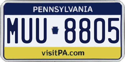 PA license plate MUU8805