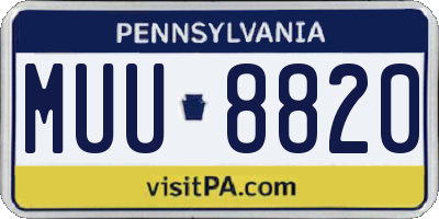 PA license plate MUU8820