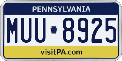PA license plate MUU8925