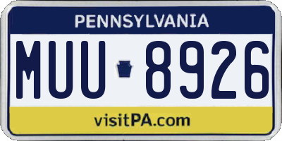 PA license plate MUU8926