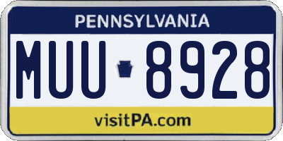 PA license plate MUU8928