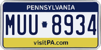 PA license plate MUU8934