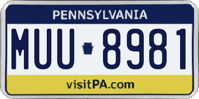 PA license plate MUU8981