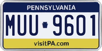 PA license plate MUU9601