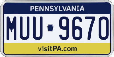 PA license plate MUU9670