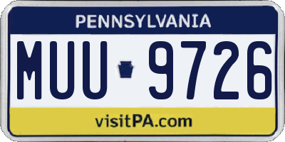 PA license plate MUU9726