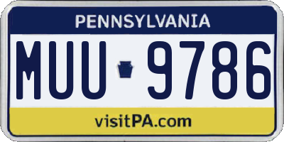 PA license plate MUU9786