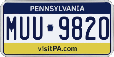 PA license plate MUU9820