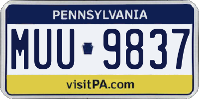 PA license plate MUU9837