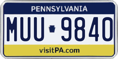 PA license plate MUU9840