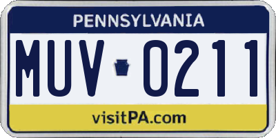 PA license plate MUV0211