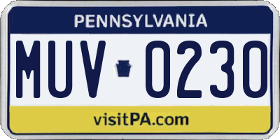 PA license plate MUV0230