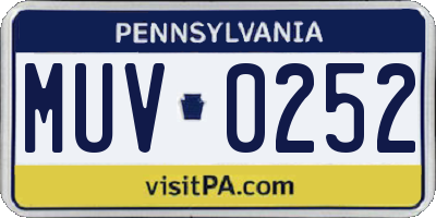 PA license plate MUV0252