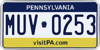 PA license plate MUV0253