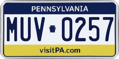 PA license plate MUV0257