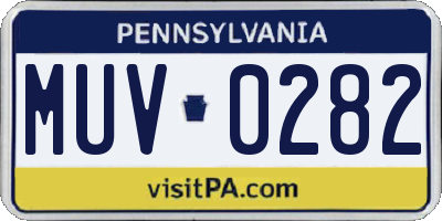 PA license plate MUV0282