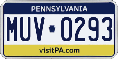 PA license plate MUV0293