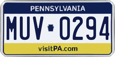 PA license plate MUV0294