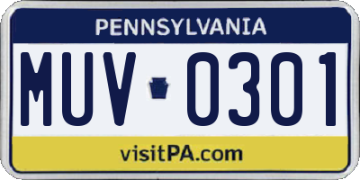 PA license plate MUV0301