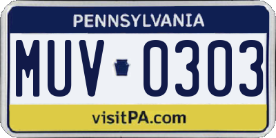 PA license plate MUV0303