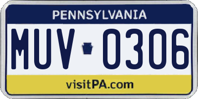 PA license plate MUV0306