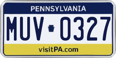 PA license plate MUV0327