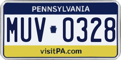 PA license plate MUV0328
