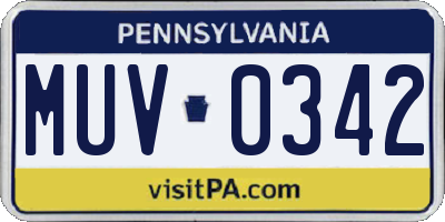 PA license plate MUV0342