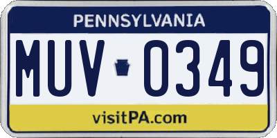 PA license plate MUV0349