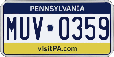 PA license plate MUV0359