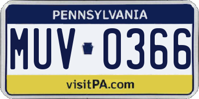 PA license plate MUV0366