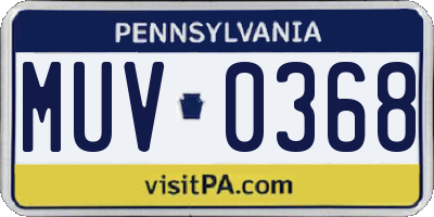 PA license plate MUV0368