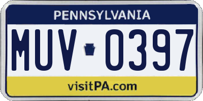 PA license plate MUV0397