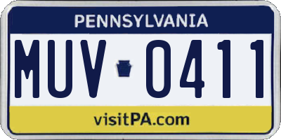 PA license plate MUV0411