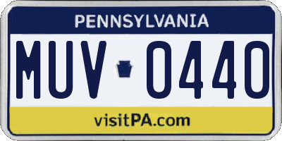 PA license plate MUV0440