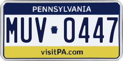 PA license plate MUV0447