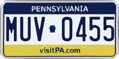 PA license plate MUV0455