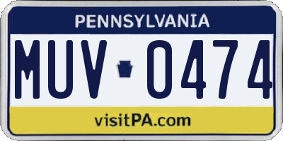 PA license plate MUV0474