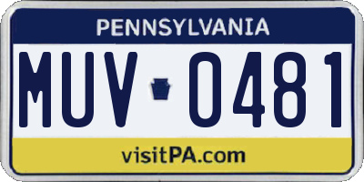 PA license plate MUV0481