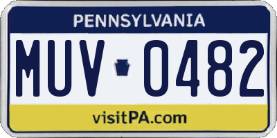 PA license plate MUV0482