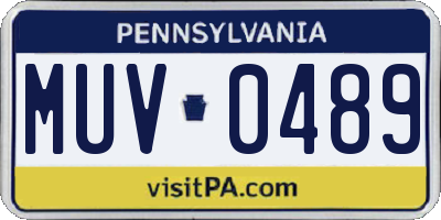 PA license plate MUV0489