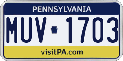 PA license plate MUV1703