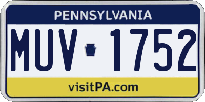 PA license plate MUV1752