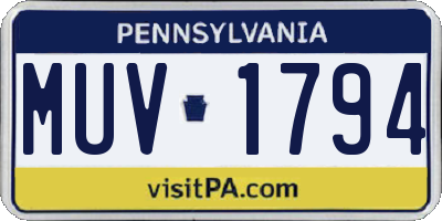 PA license plate MUV1794